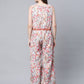 Ahalyaa Womens Pink Crepe Digital Print Floral Jumpsuit - Swadesiicart