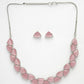 NVR Women's Pink Artificial Stones Studded Handcrafted Jewellery Set - Swadesiicart