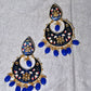 Royal Blue Gold-Polished Brass & Pearl Dangle Women Earrings| Hand Painted Meenakari Chandbali Traditional Ethnic Wear Earrings By House of Ree - Swadesiicart