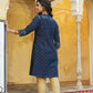 Juniper Women's Blue Cotton Flex Printed A-Line Kurta | Swadesiicart