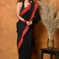 Very Much Indian Pure Cotton Handloom Saree with Buttis & Sleek Border - Black | Swadesiicart