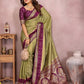 Aastha Fashion Mehndi Kalamkari Silk Zari Woven Saree