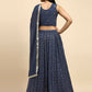Dark Grey Georgette Embroidered Lehenga choli with Dupatta - Dhara | Swadesiicart