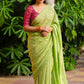 Green Jute Silk Woven Design Saree with Unstitched Blouse - Hiral Fashion | Swadesiicart