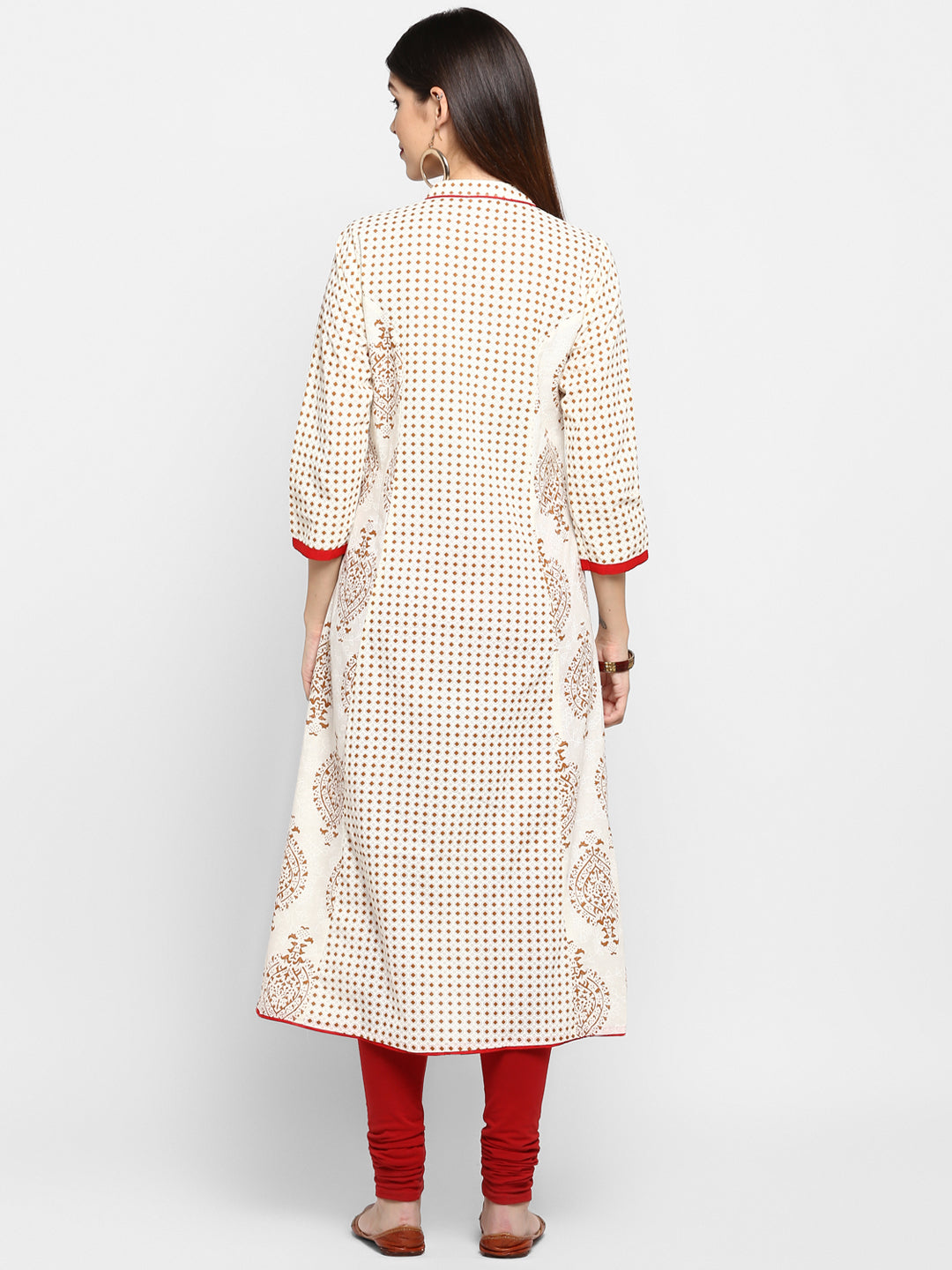 NOZ2TOZ Women's Off-White A-Line Kurta- (1pc set) - Swadesiicart