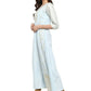 Ahalyaa Women Blue & Silver-Coloured Yoke Design A-Line Kurta | Swadesiicart