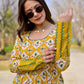 Jyoti Fashion Women's Mustard Heavy Digital Printed Cotton Silk Anarkali Dress | Swadesiicart