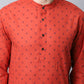 Even Apparels Red Pure Cotton Men's Kurta With Band Collar (CHK1167) | Swadesiicart