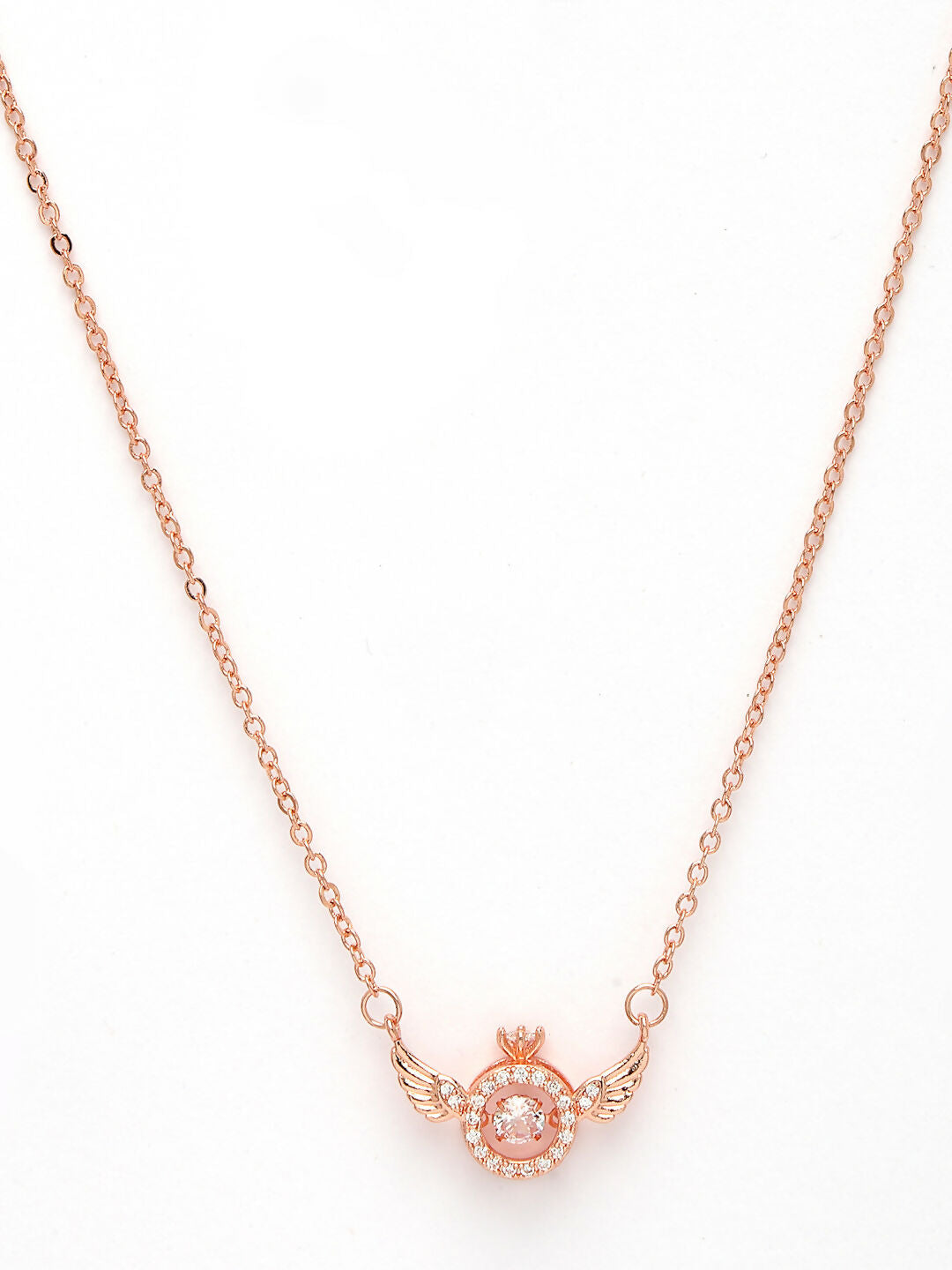 NVR Women's Rose Gold American Diamond Metal Chain - Swadesiicart