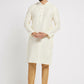 Ethnic India Cream Men's Kurta Striped Polyester | Swadesiicart