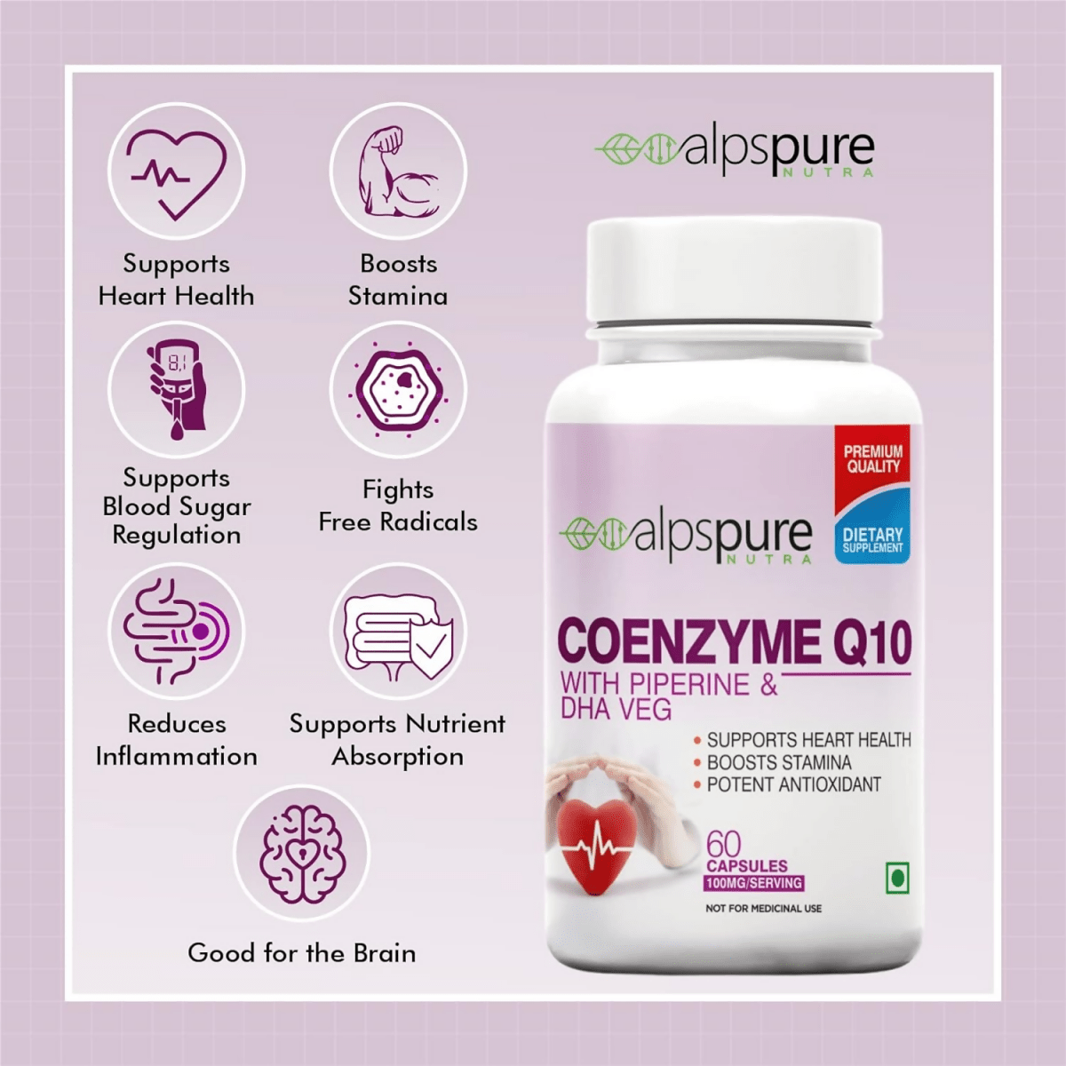 Alpspure Nutra Coenzyme Q10 Capsules | Swadesiicart