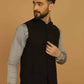 Even Apparels Pure Wool Nehru Jacket - Black | Swadesiicart
