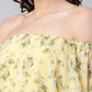 Ahalyaa Women Crepe Printed Yellow Dress | Swadesiicart