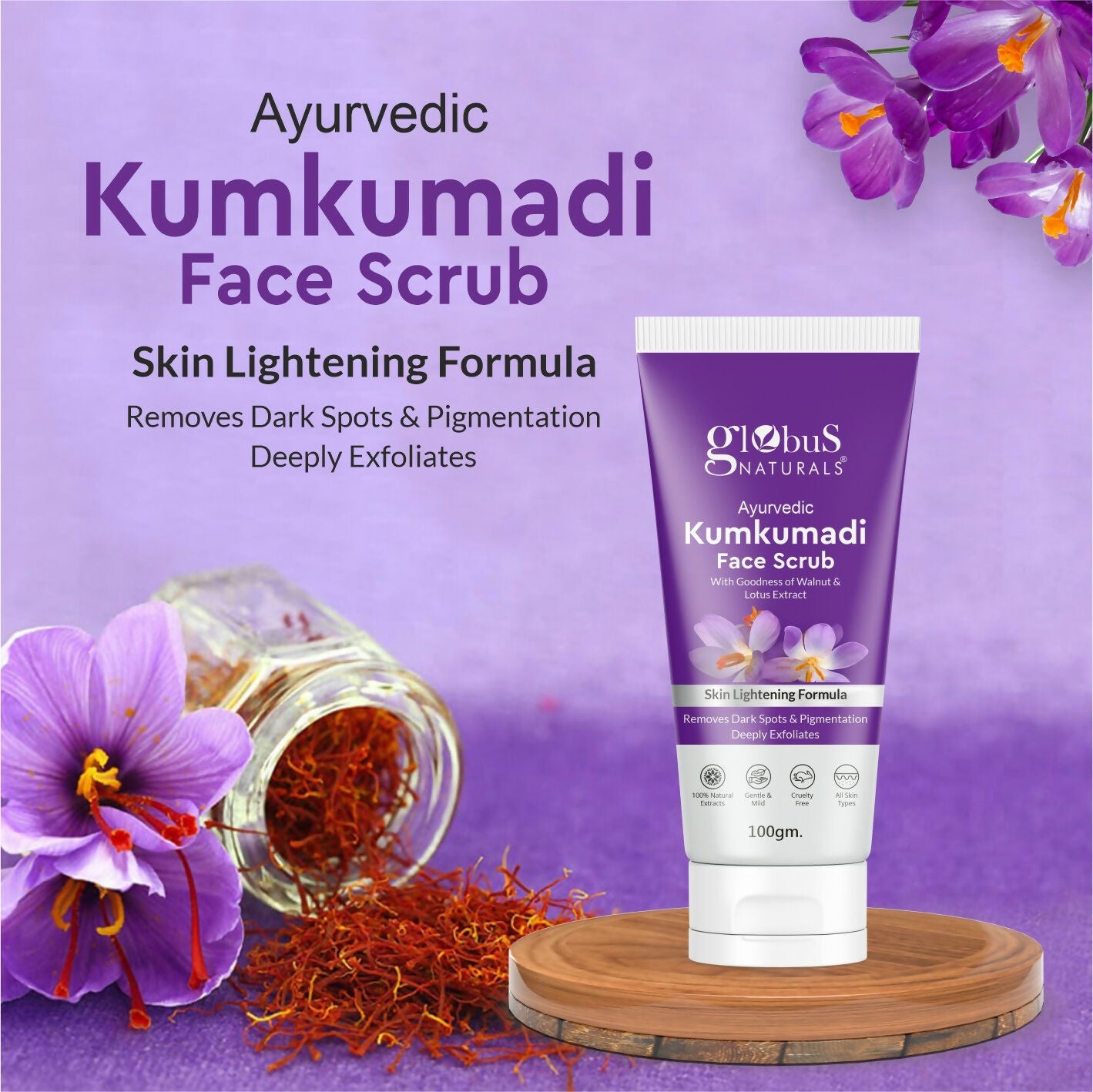 Globus Naturals Ayurvedic Kumkumadi Skin Lightening Face Scrub | Swadesiicart