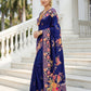 Aastha Fashion Royal Blue Premium Russian Silk Designer Floral Position Print Saree