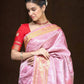 Very Much Indian Silk Handloom Maharani Paithani In Rich Pearl Pink With Silver Zari Brocade | Swadesiicart