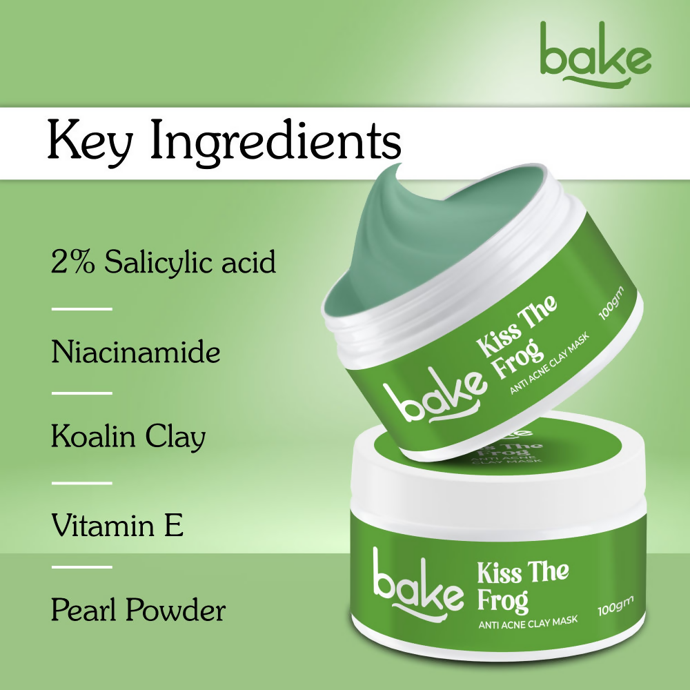 Bake Kiss The Frog Anti Acne Clay Mask With 2% Salicylic Acid & Niacinamide | Swadesiicart