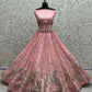 Jyoti Fashion Women's Pink Bridal Net Fancy Foil & Sequins with Multi Thread Embroidered Wedding Lehenga Choli | Swadesiicart