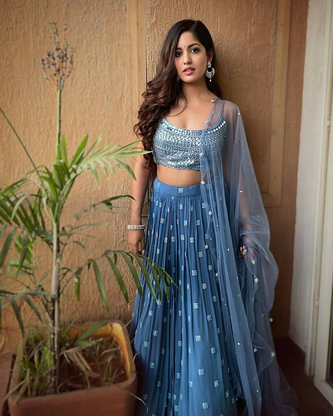 Jyoti Fashion Blue 3MM Sequence with Thread Embroidered Faux Georgette Lehenga Choli with Dupatta | Swadesiicart