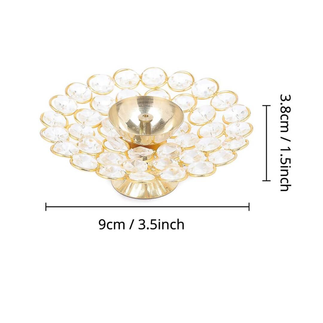 Tied Ribbons Set of 2 Gold-Toned Decorative Crystal Diyas | Swadesiicart