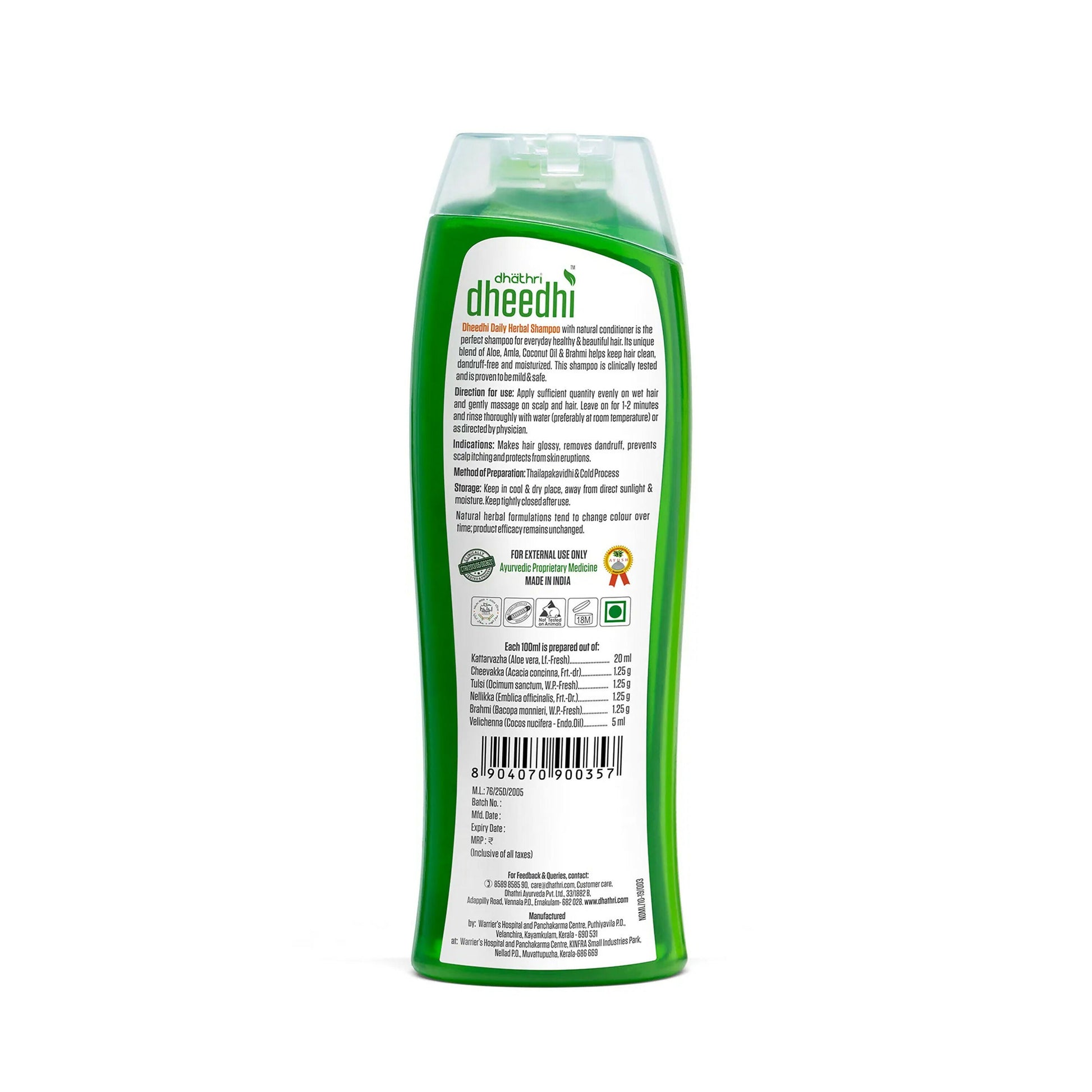 Dhathri Dheedhi Daily Herbal Shampoo To Reduce Dandruff & Promote Hair Growth - Swadesiicart