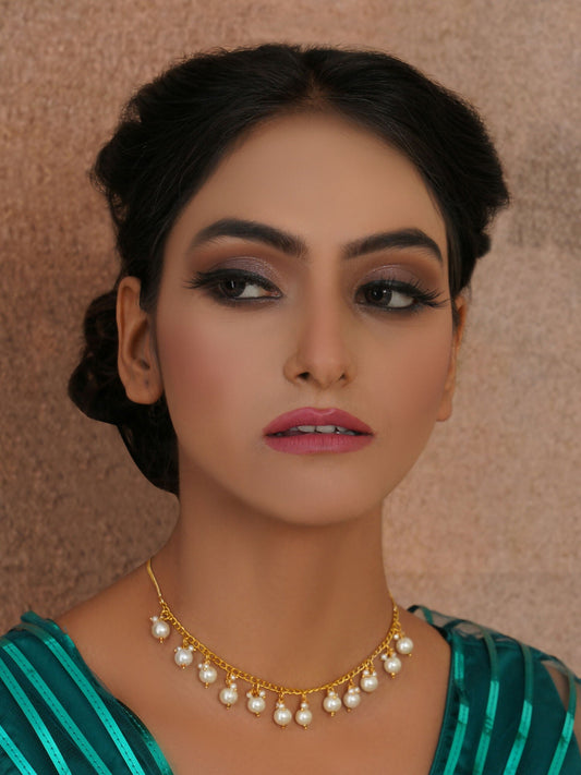 Golden Pearl Neckpiece (Gold) - Ruby Raang | Swadesiicart