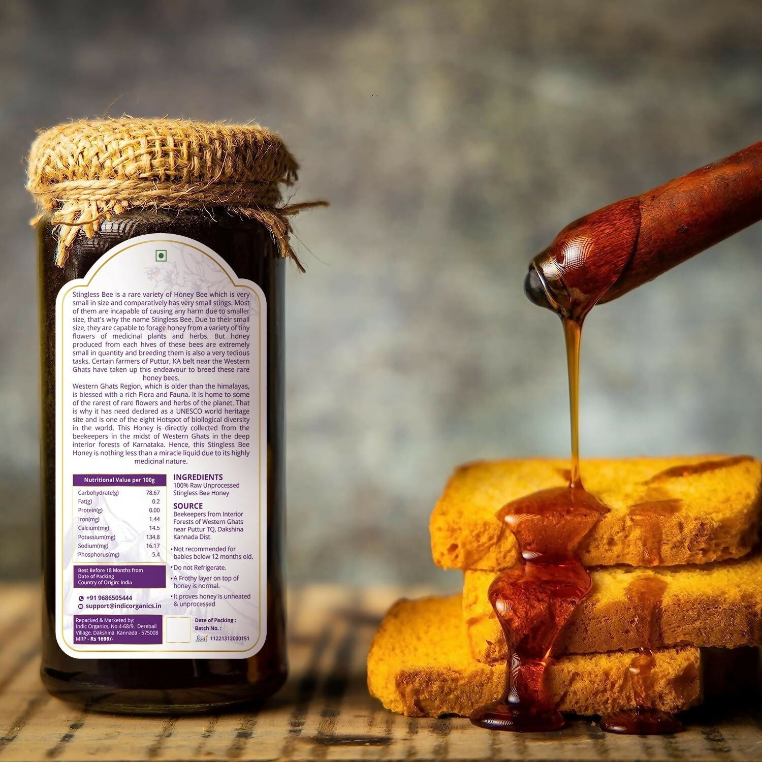 Indic Organics Small Stingless Bee Raw Honey from Western Ghats - Swadesiicart