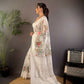 Joban Fashion White Floral Motifs Banarasi Silk Sarees | Swadesiicart