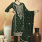 Jyoti Fashion Women's Green Velvet Cording with Resham Thread & Sequin Kurta with Trouser & Dupatta | Swadesiicart