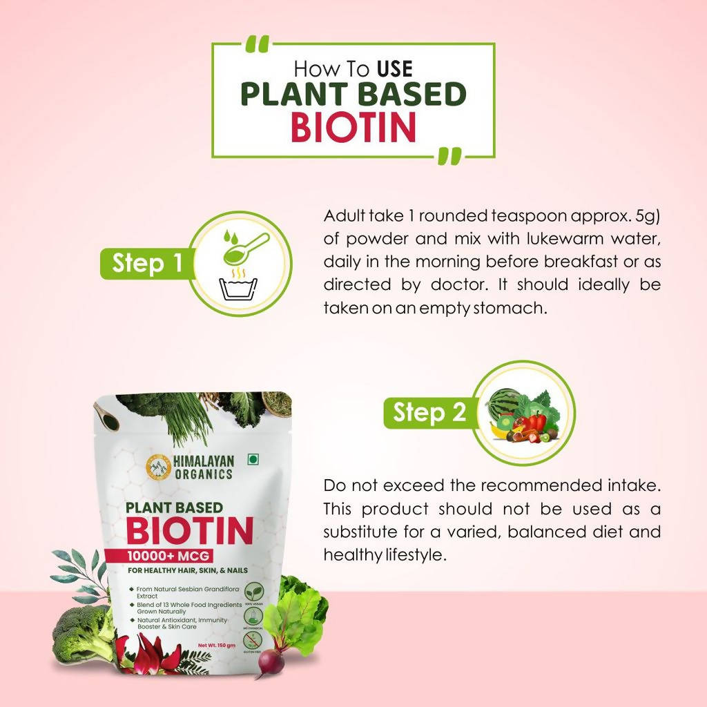 Himalayan Organics Plant-Based Biotin 10000mcg (from Sesbian Grandiflora) | Swadesiicart