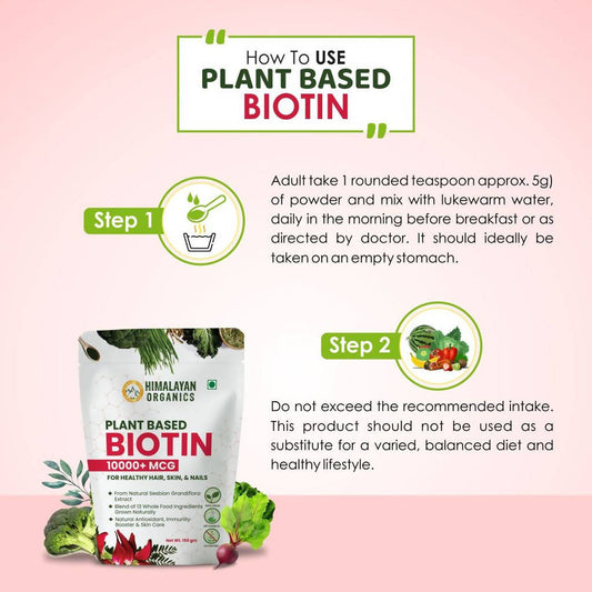 Himalayan Organics Plant-Based Biotin 10000mcg (from Sesbian Grandiflora) | Swadesiicart