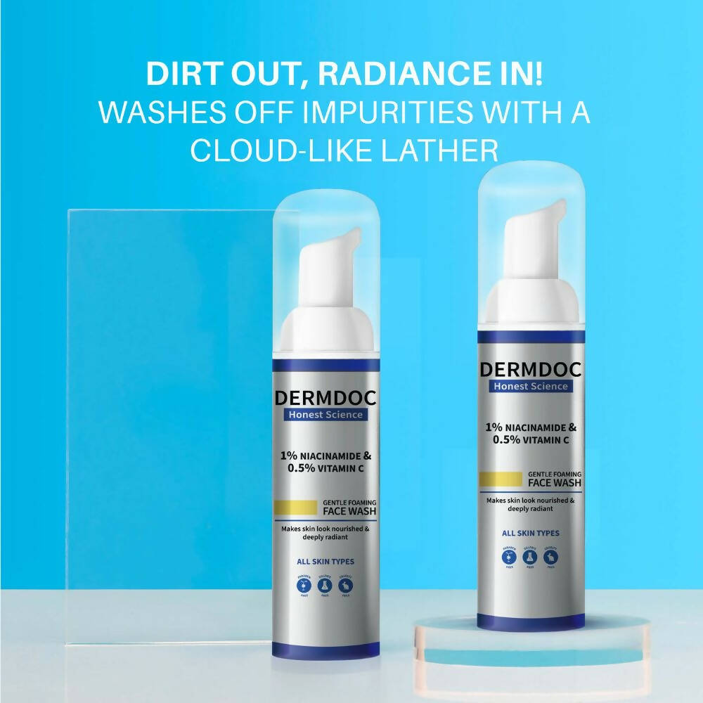 Dermdoc 1% Niacinamide & 0.5% Vitamin C Gentle Foaming Face Wash - Swadesiicart