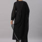 Juniper Women's Black Cotton Dobby Solid With Embroidery Flared Kurta Sets | Swadesiicart