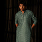 Cyan Blue Viscose Chikankari Embroidery Work Men's Kurta Set - Mahotsav | Swadesiicart