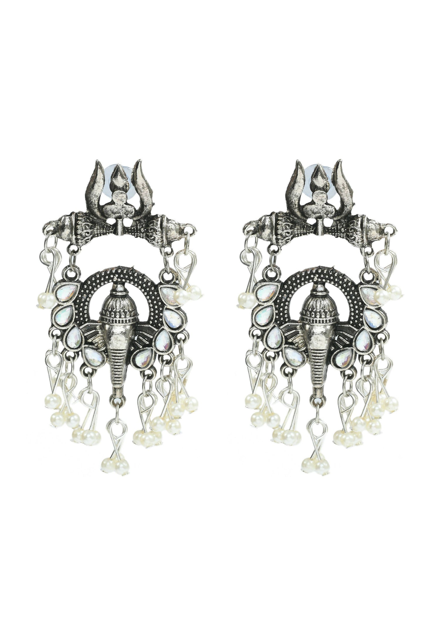 Mominos Fashion Johar Kamal Oxidised Silver-Plated Ganesha Design Necklace Choker Set | Swadesiicart