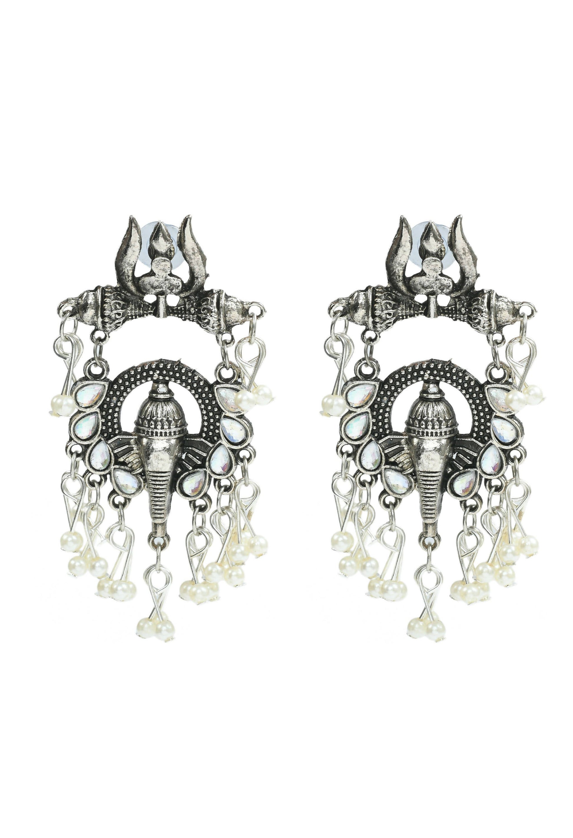 Mominos Fashion Johar Kamal Oxidised Silver-Plated Ganesha Design Necklace Choker Set | Swadesiicart