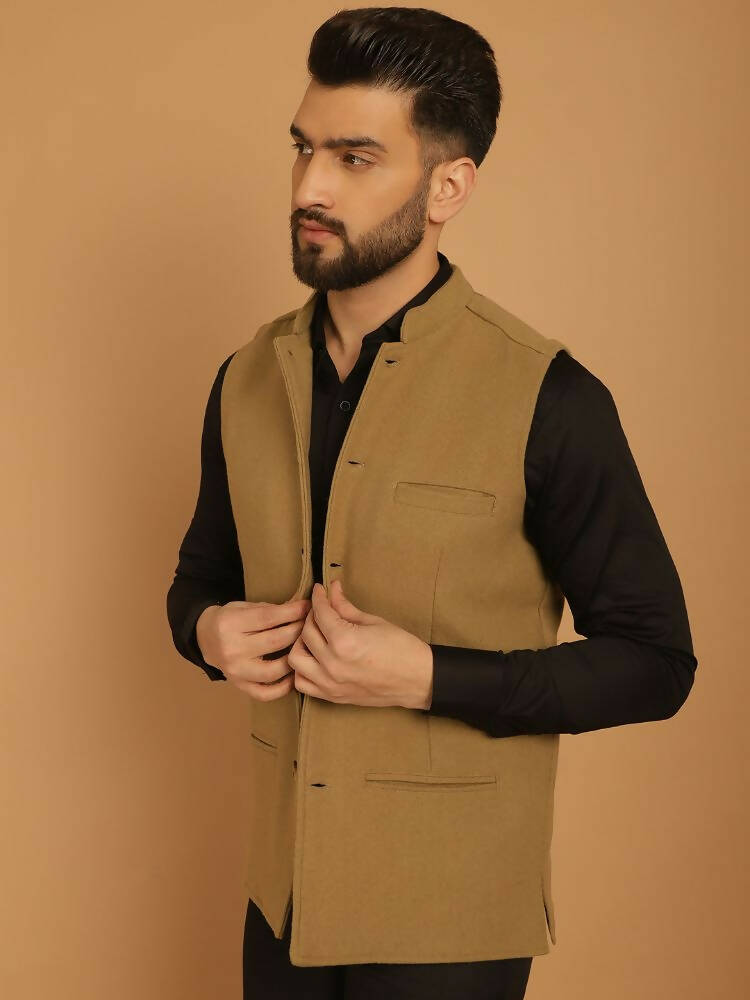 Even Apparels Pure Wool Nehru Jacket - Beige | Swadesiicart
