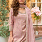 Anaita Peach Viscose Silk Readymade Palazzo Suit with Embroidery Work
