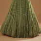 Jyoti Fashion Glamorous Olive Green Zari and Thread Embroidered Georgette Lehenga Choli with Dupatta | Swadesiicart