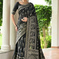 Vishnu Weaves Women's Black Handloom Raw Silk Thread Weaving Saree with Blouse - Swadesiicart