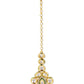 Gold-Polished Maharani Kundan Neckpiece With Earrings And Maang Tikka - Ruby Raang - Swadesiicart