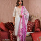 Ethnic Festive Wear Viscose Chanderi White Stitched Suit With Dupatta - Tanisha | Swadesiicart
