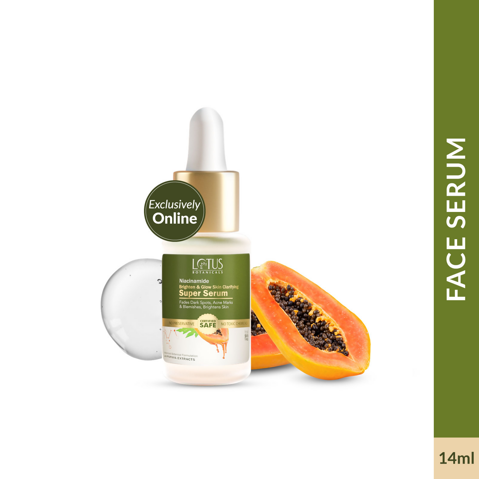 Lotus Botanicals Niacinamide & Papaya Brighten & Glow Skin Clarifying Super Serum | Swadesiicart
