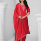 Ethnic Festive Wear Chanderi Viscose Red Stitched Suit With Dupatta - Tanisha | Swadesiicart