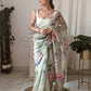 Vamsee Pinki Khatali Green Organza Saree - Swadesiicart