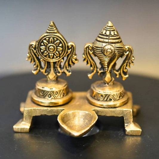 Brass Shank Chakra Diya With Single Wick - Swadesiicart
