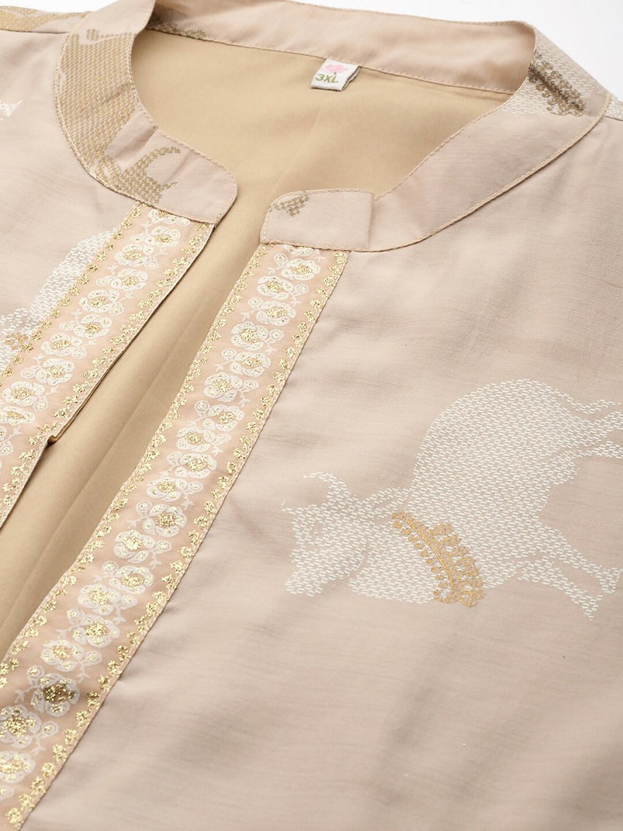 Ahalyaa Women's Traditional Wear Co-ords - Tan - Swadesiicart