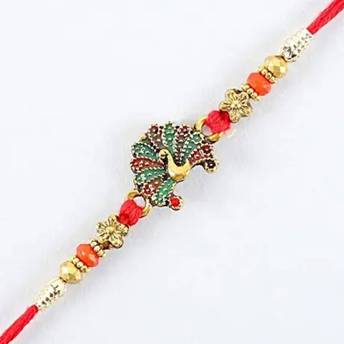 Beautiful Peacock Ethnic Rakhi & Soan Papdi | Swadesiicart