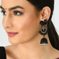 Mominos Fashion Johar Kamal Black Color Peacock Earrings Jhumka - Swadesiicart