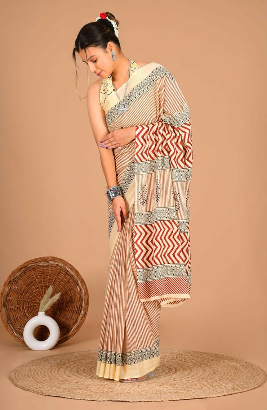 Exclusive Collection Off White Beautiful Mulmul Cotton Saree - Swadesiicart